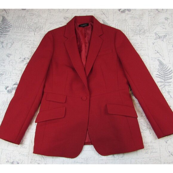 Talbots Blazer Jacket Womens Wool BlD Button red Equestrian Academia holiday 14 - Picture 1 of 5